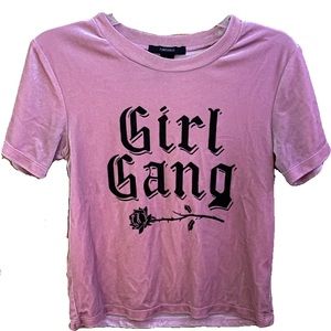 Forever 21 Velvet Pink Girl Gang Shirt
